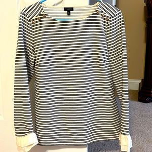 Talbots black, cream, gold stripes size small